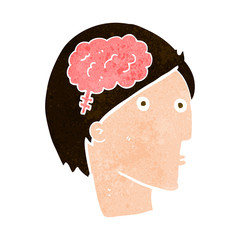 cartoon man with brain symbol