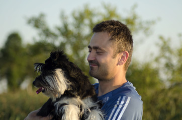 Fototapeta mężczyzna z psem  obraz