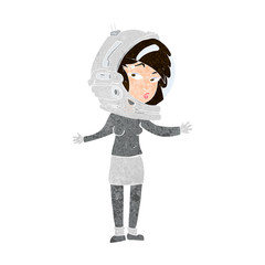 cartoon woman wearing astronaut helmet