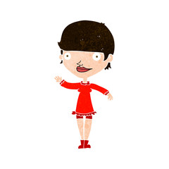 cartoon waving woman