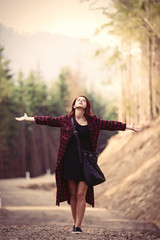 redhead women in tartan clothes