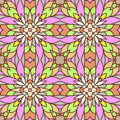 Abstract mosaic ornament, seamless pattern