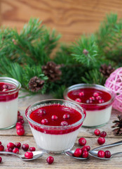 Dessert vanilla Panna cotta with berry sauce