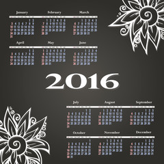 Stylish calendar with flowers for a year