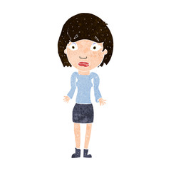 cartoon woman shrugging shoulders