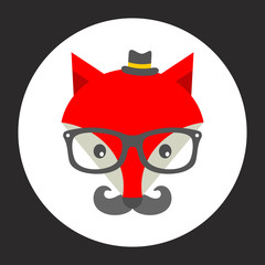 Hipster fox label.