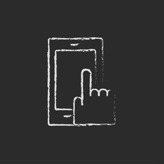 Mobile phone icon drawn in chalk.