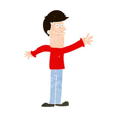 cartoon happy man waving