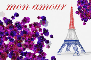 Fototapeta na wymiar Paris mon amour con torre Eiffel