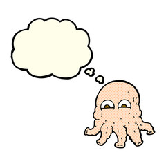 cartoon alien squid face with thought bubble