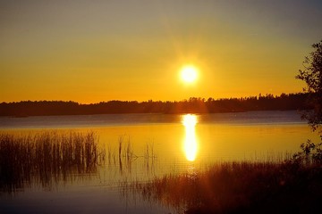 Sunset over a lake
