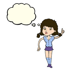 cartoon pretty woman with idea with thought bubble