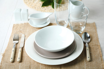 Beautiful table setting close up