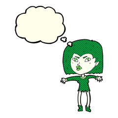 cartoon vampire girl with thought bubble