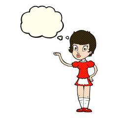 cartoon waitress with thought bubble