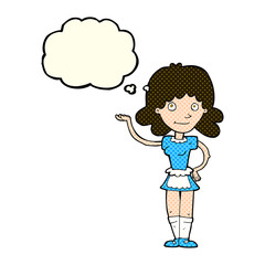 cartoon maid with thought bubble