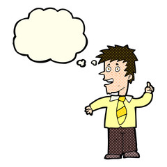 cartoon man with idea with thought bubble