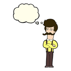 Fototapeta premium cartoon man with mustache with thought bubble