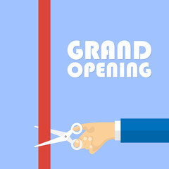 Grand opening. Scissors in hand. Vector