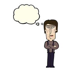 cartoon angry man with thought bubble