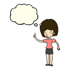 cartoon woman with idea with thought bubble