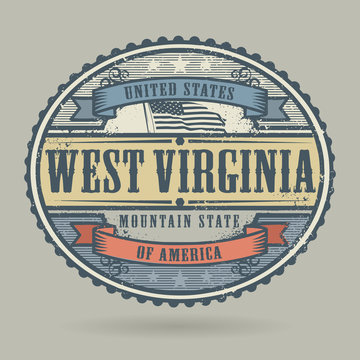 Stamp with the text United States of America, West Virginia