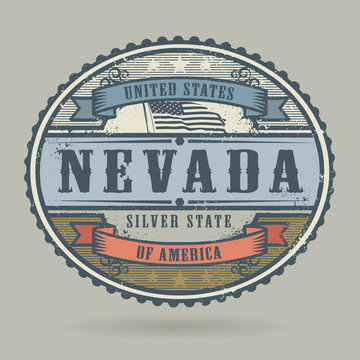Vintage stamp with the text United States of America, Nevada