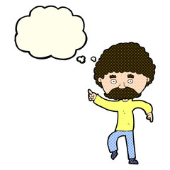cartoon seventies style man disco dancing with thought bubble