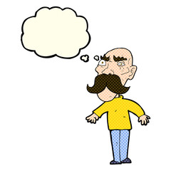 cartoon angry old man with thought bubble