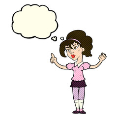 cartoon woman with idea with thought bubble