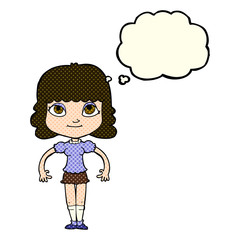 cartoon girl with thought bubble