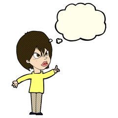 cartoon woman arguing with thought bubble