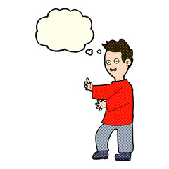 cartoon shocked man with thought bubble
