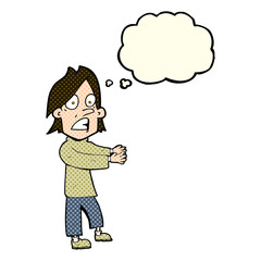 cartoon shocked man with thought bubble