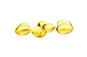Omega 3 capsules from Fish Oil on white background