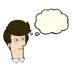 cartoon staring face with thought bubble