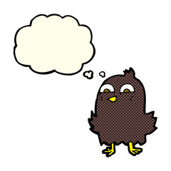 funny cartoon bird with thought bubble