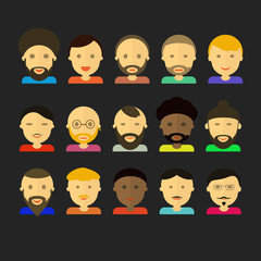 men appearance icons. people flat icons collection