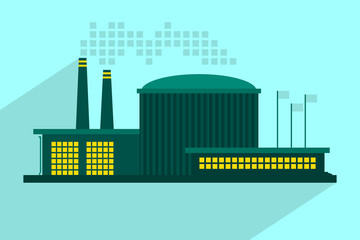Obraz premium Illustration of industrial power plant in flat style.