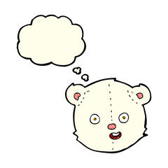 cartoon polar teddy bear head with thought bubble