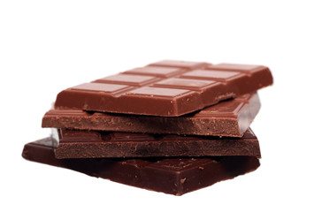 Stack of milk and dark chocolate