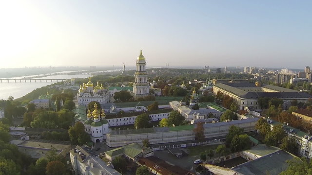 
Center of orthodox Christian belief in Ukraine, Kiev- Pechersk Lavra. Aerial  shot.Part3
