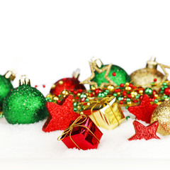 Christmas decor on snow