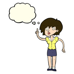 cartoon woman with question with thought bubble