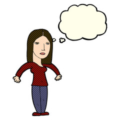 cartoon annoyed woman with thought bubble