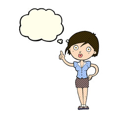cartoon pretty woman with idea with thought bubble