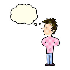 cartoon man ignoring with thought bubble