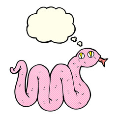 funny cartoon snake with thought bubble