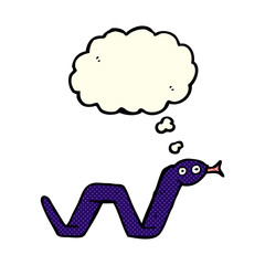 funny cartoon snake with thought bubble