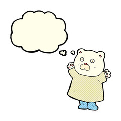 funny cartoon polar bear with thought bubble